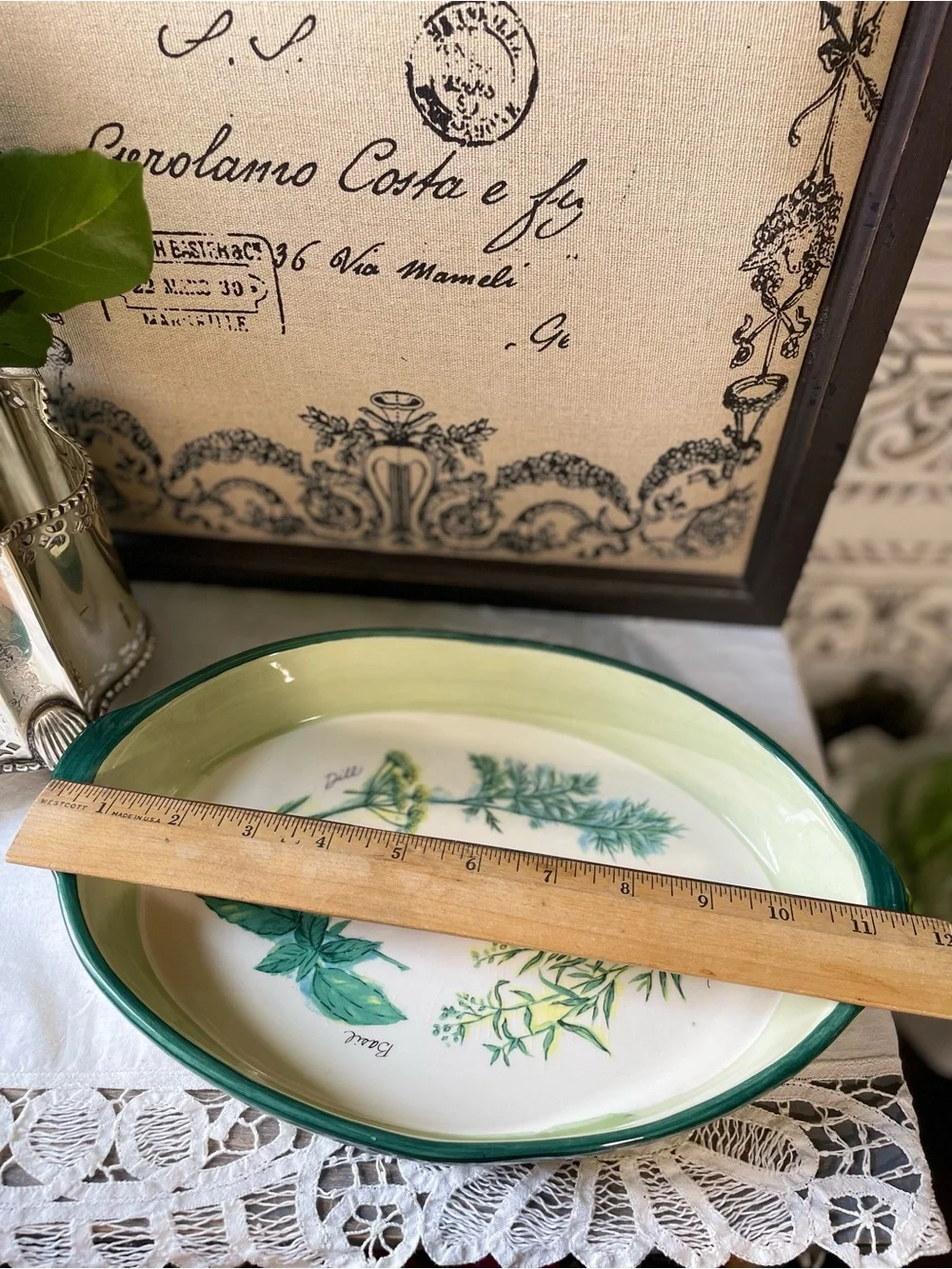 Williams Sonoma Ceramic botanical casserole dish culinary herbs